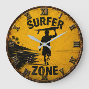 Reloj Redondo Grande Surfer Zone Beach Coastal Surf House Wall Decor