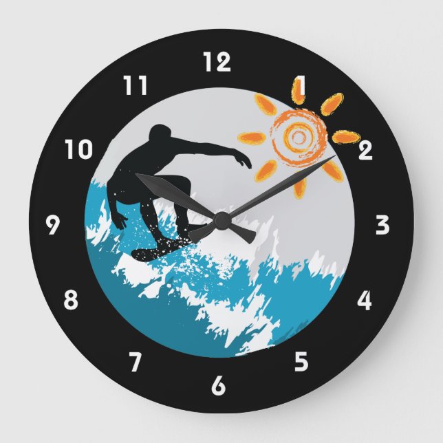 Reloj Redondo Grande Surfing Design Wall Clock (Anverso)