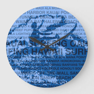 Reloj Redondo Grande Surfing Hawaii Cutback Hawaii Clock