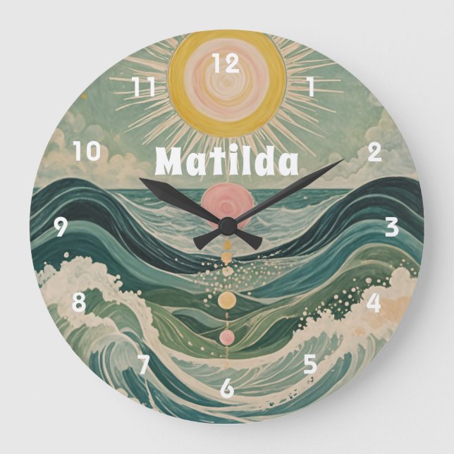 Reloj Redondo Grande Surge solar personalizado (Anverso)