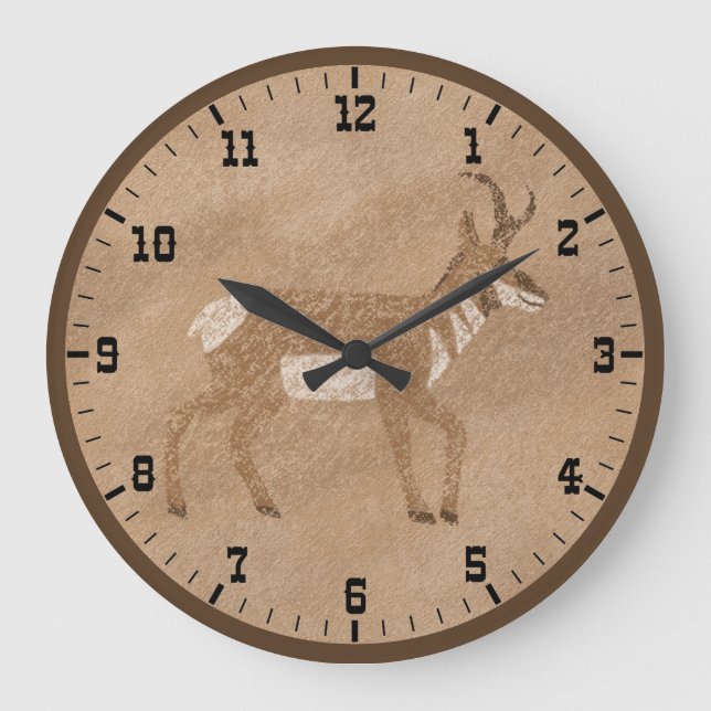 Reloj Redondo Grande Suroeste Caminando por Pronghorn Antelope Old West (Anverso)