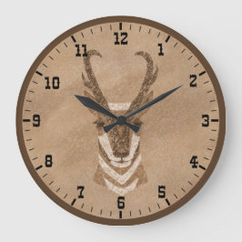 Reloj Redondo Grande Suroeste Pronghorn Antelope Head Old West