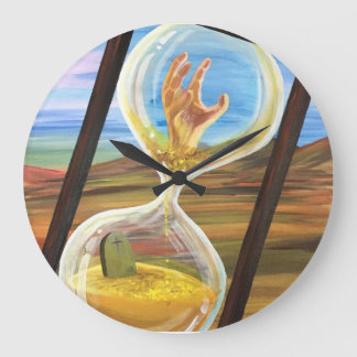 Reloj Redondo Grande Surreal Hourglass Memento Mori Dark Gothic Desert 