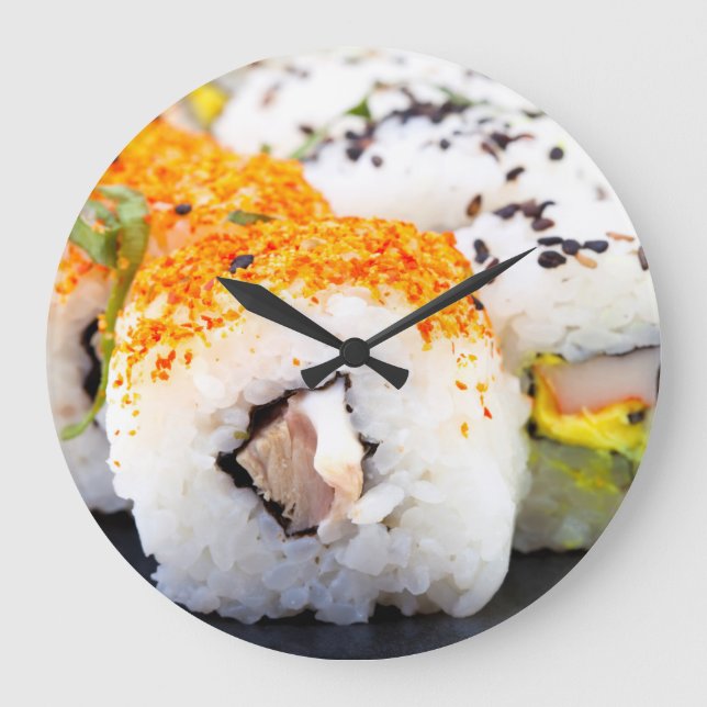 Reloj Redondo Grande Sushi en un plato (Anverso)