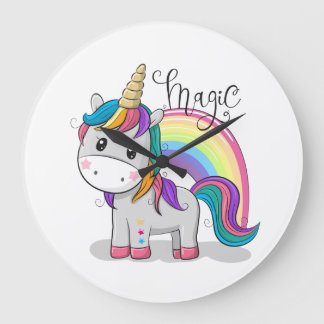 Reloj Redondo Grande Süßes Einhorn Unicorn mit großen Augen T-Shirt