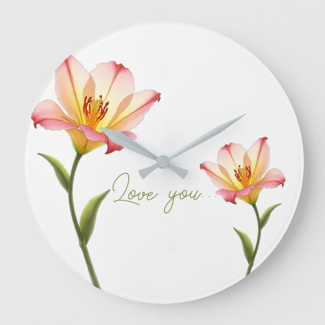 Reloj Redondo Grande Susurrando el afecto de los lirios (Anverso)