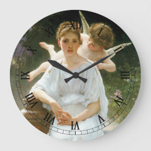 Reloj Redondo Grande Susurros de Amor, Primera Ensoñación de Bouguereau