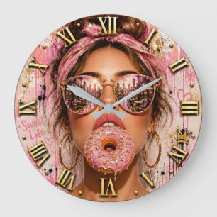Reloj Redondo Grande Sweet Life Donut Luxury Fashion Woman Portrait