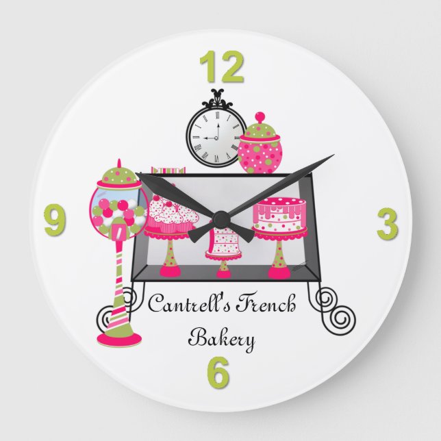 Reloj Redondo Grande Sweet Treats Bakery Shop Wall Clock (Anverso)