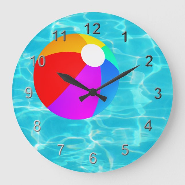Reloj Redondo Grande Swimming Pool Beach Ball. (Anverso)
