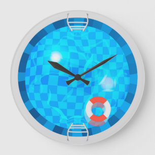 Reloj Redondo Grande Swimming Pool Round Wall Clock