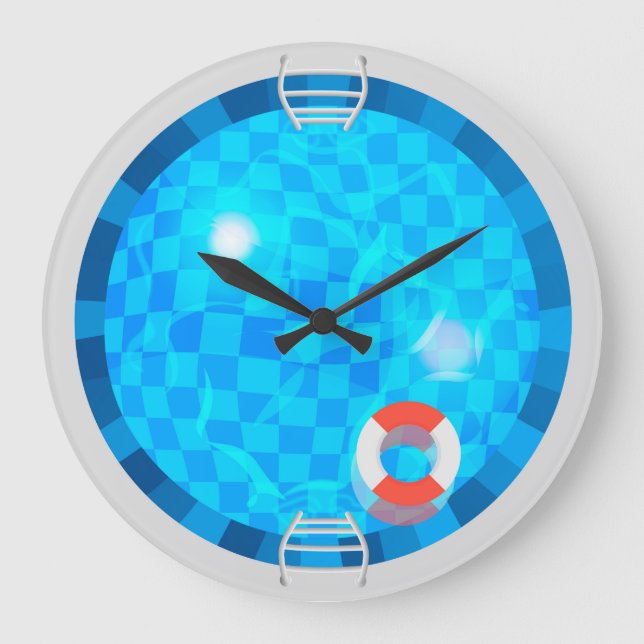 Reloj Redondo Grande Swimming Pool Round Wall Clock (Anverso)
