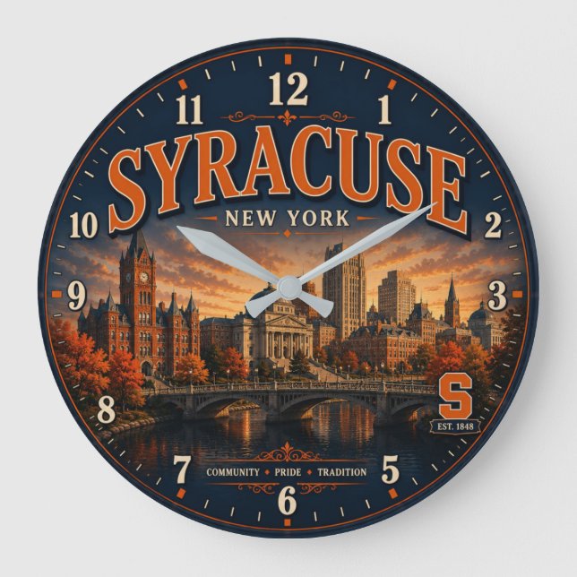 Reloj Redondo Grande Syracuse New York (Anverso)