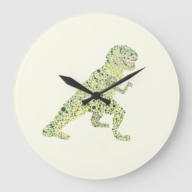 Reloj Redondo Grande T-REX Dinosaur En Puntos (Anverso)