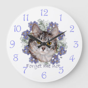 Reloj Redondo Grande Tabby Cat Forget Me Not