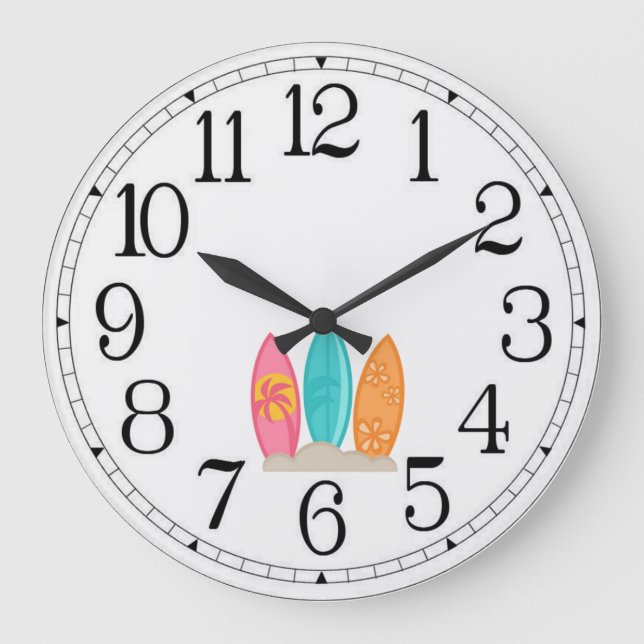 Reloj Redondo Grande Tablas de surf (Anverso)