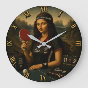 Reloj Redondo Grande Table Tennis Funny Mona Lisa Ping Pong