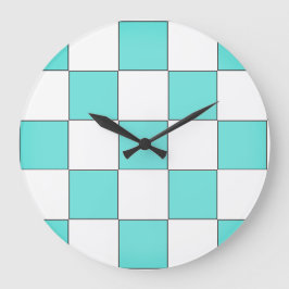 Reloj Redondo Grande Tablero de ajedrez cian verde