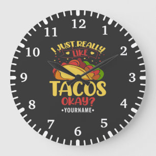 Reloj Redondo Grande Taco Divertido Diciendo Que Me Gusta Mucho Tacos