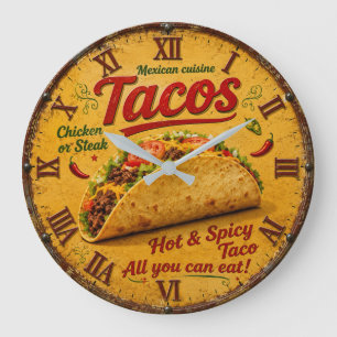 Reloj Redondo Grande Taco Mexican Kitchen Rustic Restaurant