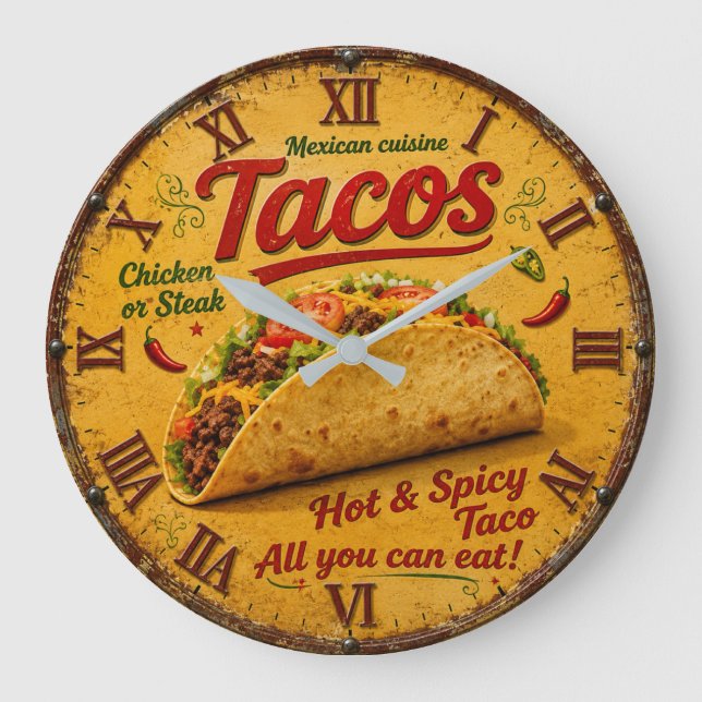 Reloj Redondo Grande Taco Mexican Kitchen Rustic Restaurant  (Anverso)