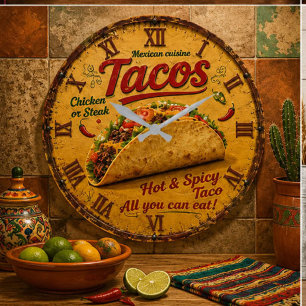 Reloj Redondo Grande Taco Mexican Kitchen Rustic Restaurant 