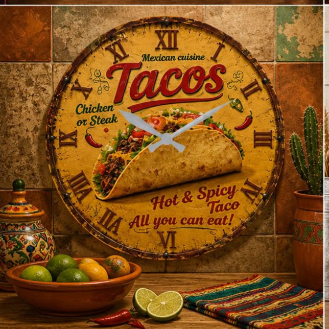 Reloj Redondo Grande Taco Mexican Kitchen Rustic Restaurant  (Subido por el creador)