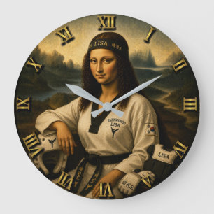 Reloj Redondo Grande Taekwondo Funny Mona Lisa Martial Arts Gift