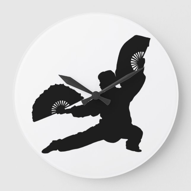 Reloj Redondo Grande Tai Chi Fan Wall Clock (Anverso)