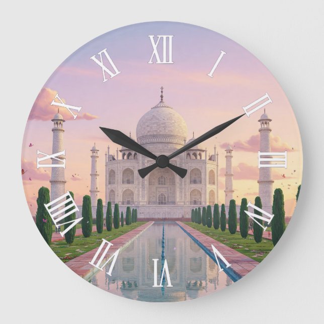 Reloj Redondo Grande Taj Mahal Agra India Travel Souvenir (Anverso)