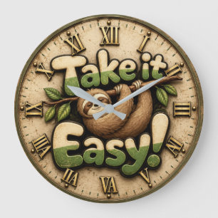 Reloj Redondo Grande Take It Easy Sloth  Funny