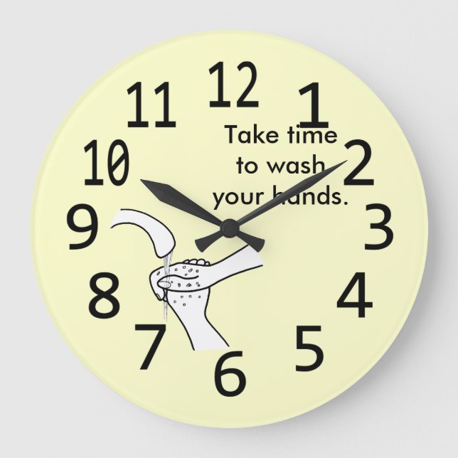 Reloj Redondo Grande Take time to wash your hands wall clock (Anverso)