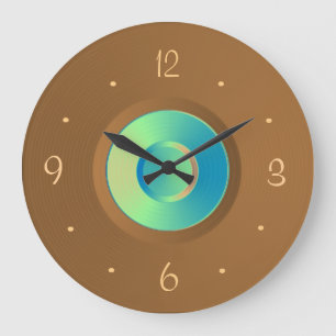 Reloj Redondo Grande Tan con Aqua Blue Center>reloj de pared