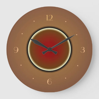 Reloj Redondo Grande Tan con el Centro Rojo>Relojes de pared simplistas