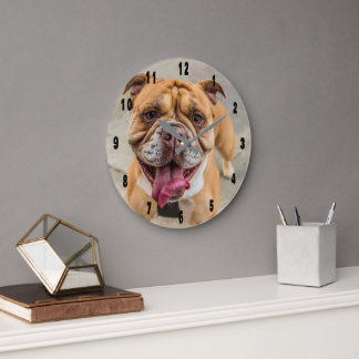 Reloj Redondo Grande Tan Happy Dog Photo