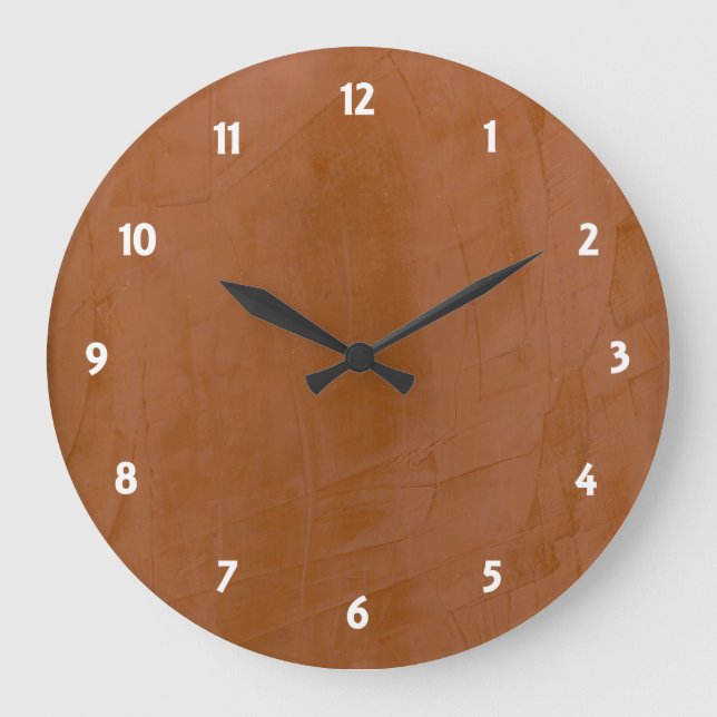 Reloj Redondo Grande Tangerine Venetian Plaster Round Wallclock (Anverso)