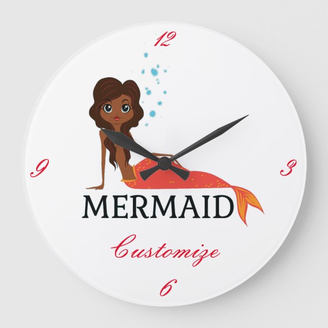 Reloj Redondo Grande Tanned Brunette Mermaid Thunder_Cove (Anverso)