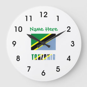 Reloj Redondo Grande Tanzania Bandera Tanzana Personalización 