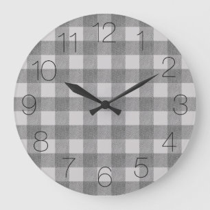 Reloj Redondo Grande Tapado de búfalo gris clásico