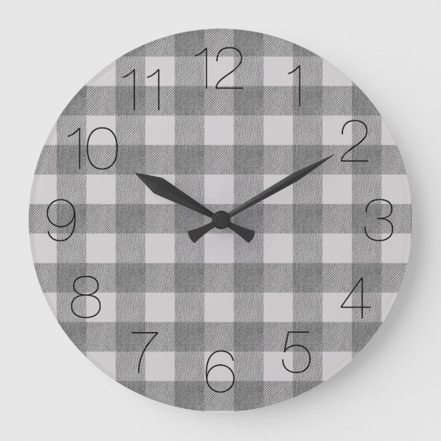 Reloj Redondo Grande Tapado de búfalo gris clásico (Anverso)