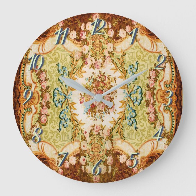Reloj Redondo Grande Tapiz floral barroca victoriana (Anverso)