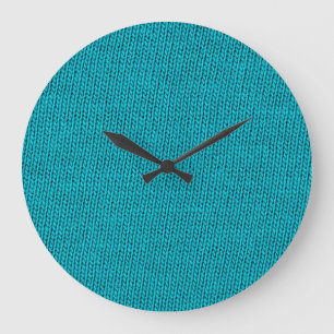 Reloj Redondo Grande Tapón de textura de lana de punto azul