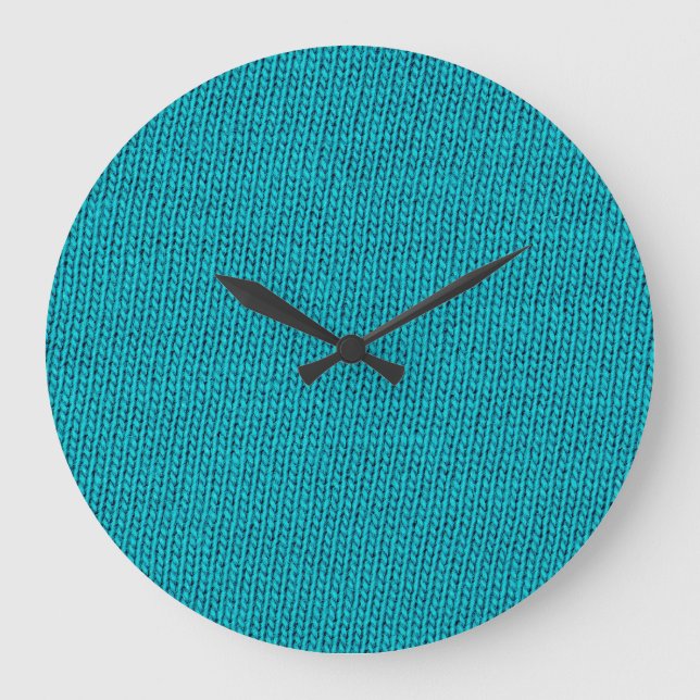 Reloj Redondo Grande Tapón de textura de lana de punto azul (Anverso)