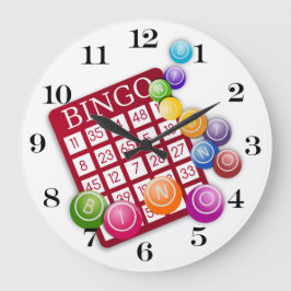 Reloj Redondo Grande Tarjeta BINGO con bolas BINGO