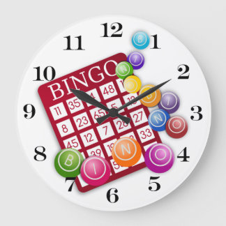Reloj Redondo Grande Tarjeta BINGO con bolas BINGO