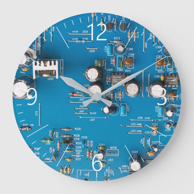 Reloj Redondo Grande Tarjeta de circuitos electrónicos (Anverso)