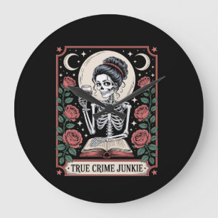 Reloj Redondo Grande Tarjeta de Tarot de Adicto al Crimen Real de Hallo
