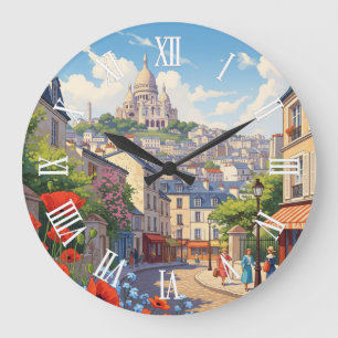 Reloj Redondo Grande Tarjeta postal de París Montmartre