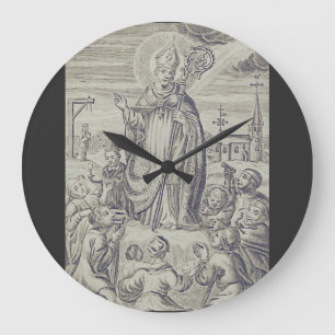 Reloj Redondo Grande Tarjeta Santa del Obispo Amandus de Maastricht