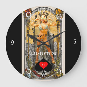 Reloj Redondo Grande Tarot Card Queen of Spades Thunder_Cove